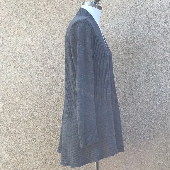 Eileen Fisher Wool/Silk/Linen Open Ribbed Cardigan - Picture 6 of 8